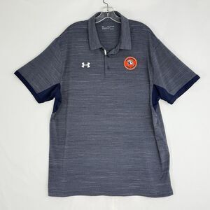 Under Armour Heat Gear Sz 2XL Loose Polo Shirt Striped Gray Black Short Sleeve